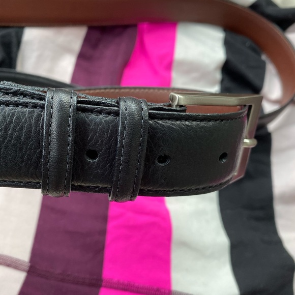 Men’s tumbled glove cowhide black men’s Belt 52 - Picture 2 of 8